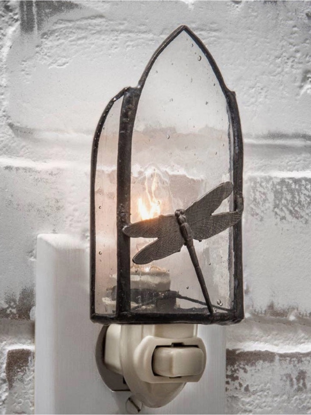 Dragonfly Glass Night Light - Black Frame